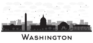 Washington dc city skyline black and white silhouette clipart