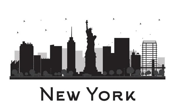 New York City skyline fekete és fehér sziluettjét — Stock Vector