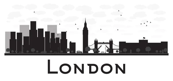 Línea del horizonte de Londres silueta en blanco y negro — Archivo Imágenes Vectoriales