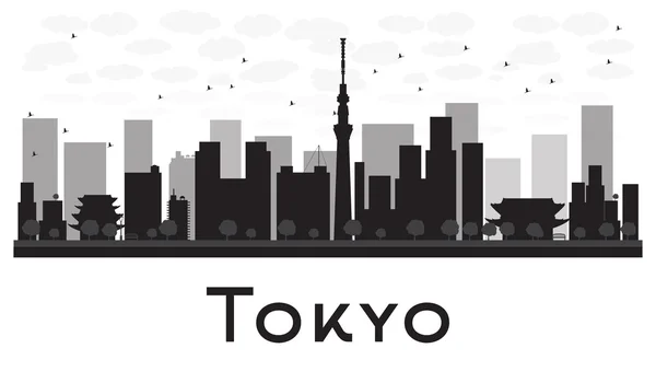 Tokyo City skyline black and white silhouette. — ストックベクタ