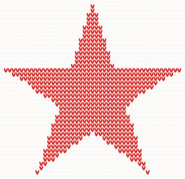 Christmas Knitted background with star.