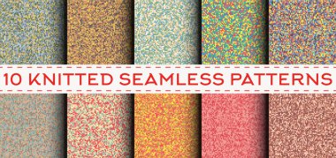 Set of 10 knitted seamless patterns clipart
