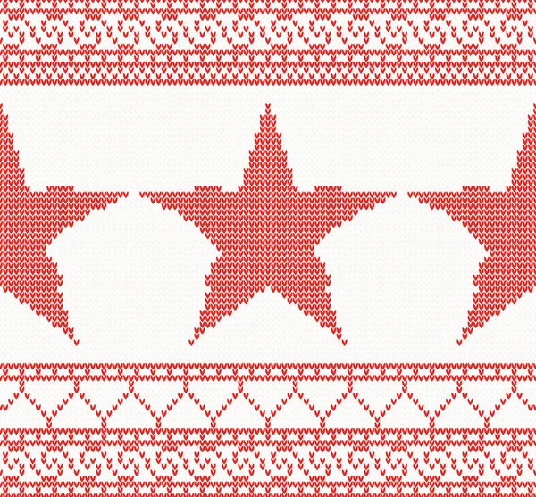Christmas Knitted background with star. — Stock Vector