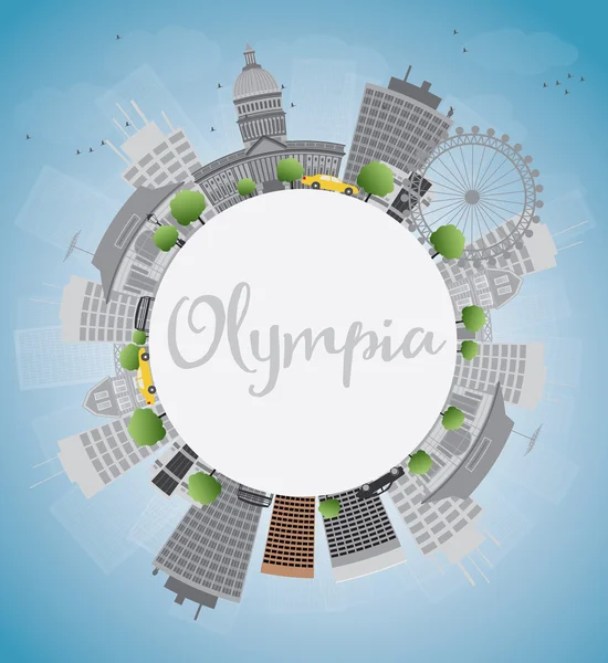 Olympia (Washington) Skyline with Grey Buildings — ストックベクタ