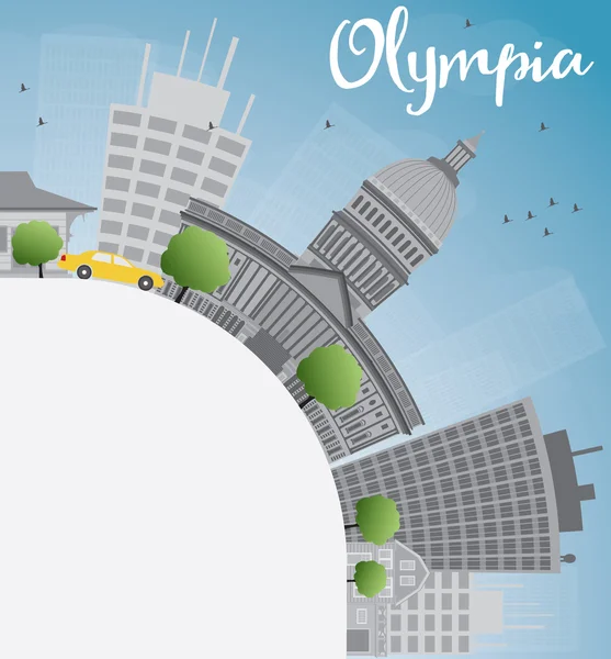 Olympia (Washington) Skyline with Grey Buildings — Stock Vector