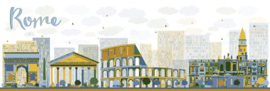 Renk yerler ile soyut Roma manzarası.