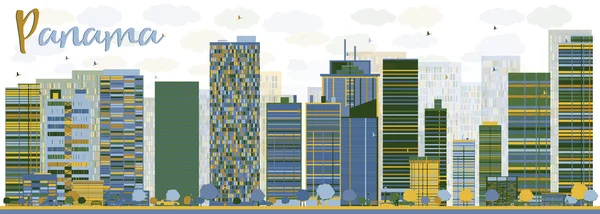 Resumen Ciudad de Panamá skyline con rascacielos de color — Vector de stock