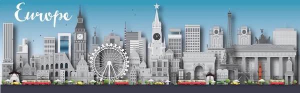 Europe manzarası siluet farklı yerler ile