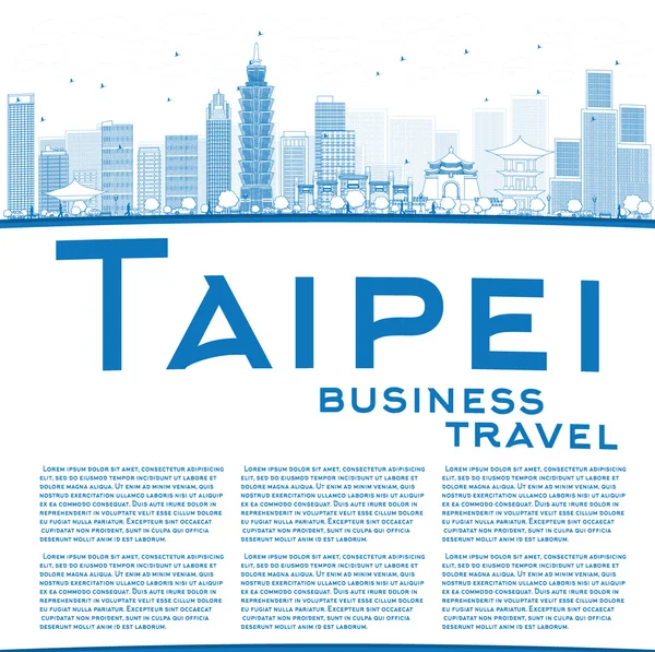 Décrivez Taipei skyline avec des points de repère bleus et de l'espace de copie — Image vectorielle