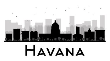 Havana City skyline black and white silhouette