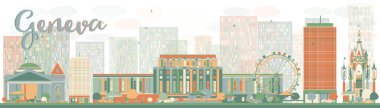 Abstract Geneva skyline with Color landmarks