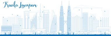 Outline Kuala Lumpur Skyline with Blue Buildings clipart