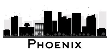 Phoenix City skyline black and white silhouette
