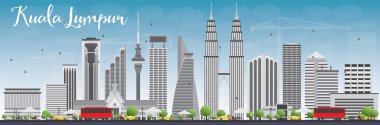 Kuala Lumpur Skyline with Gray Buildings and Blue Sky. clipart