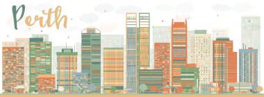 Abstract Perth skyline with Color buildings