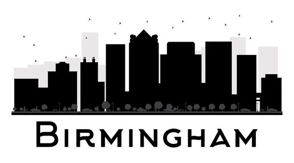 Birmingham City skyline silueta en blanco y negro — Vector de stock