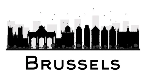 Brussels City skyline black and white silhouette — Stok Vektör