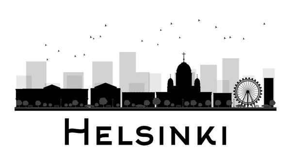 Helsinki City skyline silueta en blanco y negro — Vector de stock