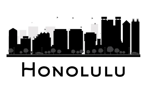 Honolulu City skyline black and white silhouette. — Wektor stockowy