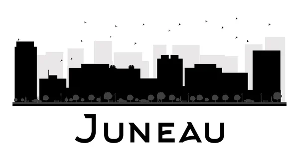 Juneau City skyline black and white silhouette. — ストックベクタ