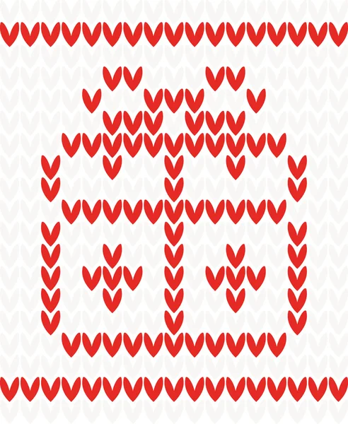 Motif tricoté avec boîte cadeau . — Image vectorielle