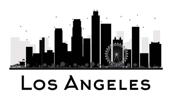 Los Angeles City skyline silhouette in bianco e nero — Vettoriale Stock
