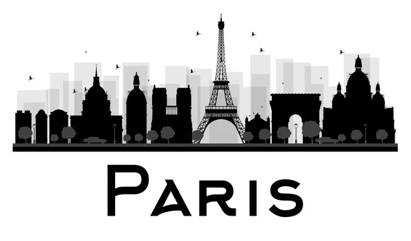 Paris City Skyline Silhouette Black and White Illustration — Stock ...