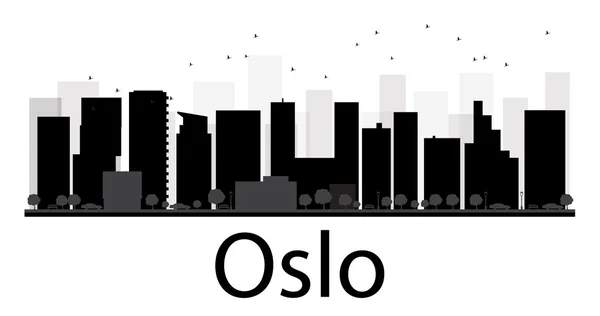 Ciudad de Oslo skyline silueta en blanco y negro — Vector de stock