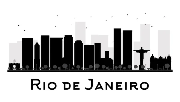 Rio de Janeiro City skyline black and white silhouette — ストックベクタ