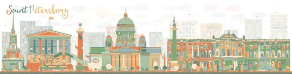 Аннотация Saint Petersburg skyline with color landmarks — стоковый вектор