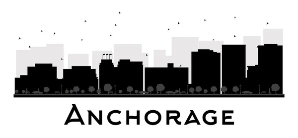 Anchorage City skyline black and white silhouette. — Stock Vector