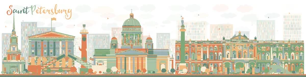 与颜色地标的抽象圣彼得堡天际线 — 图库矢量图片#