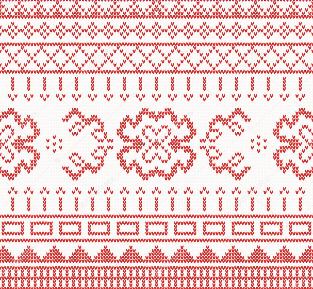 Knitted pattern with ornament. Vector illustration.