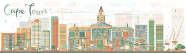 Renkli binalar ile Soyut Cape Town silueti. 