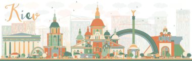 Renk simgeleri ile Soyut Kiev silueti. 
