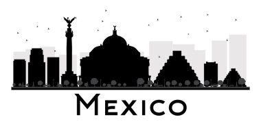 Mexico City skyline black and white silhouette. clipart