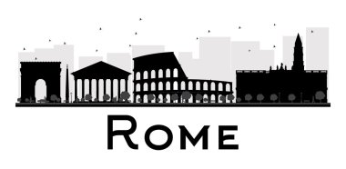 Roma Şehir silueti siyah beyaz siluet. 
