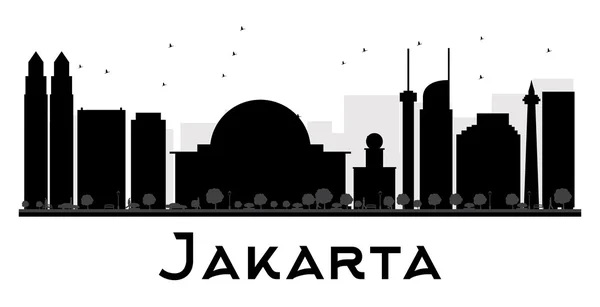 Jakarta city skyline schwarz-weiße Silhouette. — Stockvektor