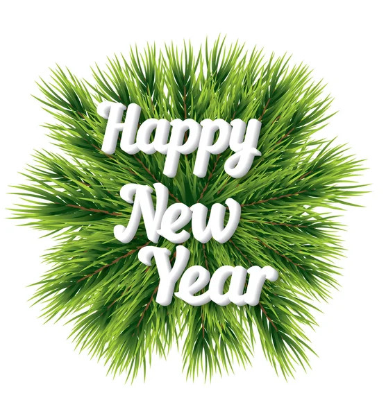 Cartão de inscrição Feliz Ano Novo com ramo de pinho . —  Vetores de Stock