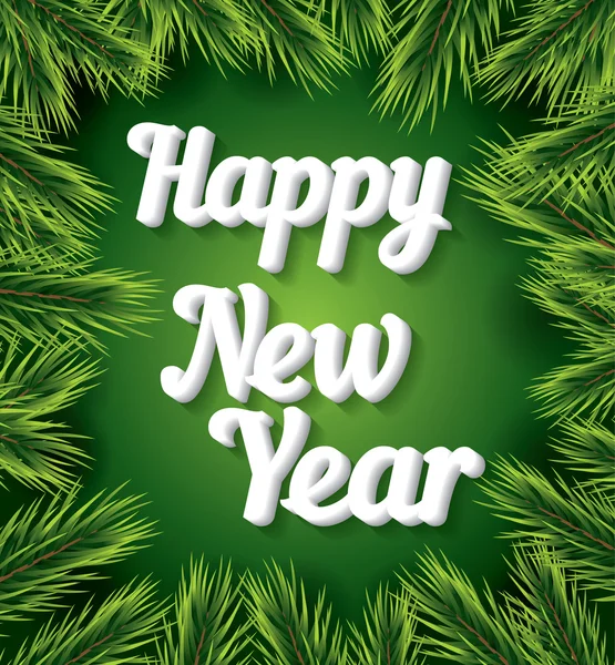 Cartão de Feliz Ano Novo com texto branco sobre fundo verde . —  Vetores de Stock