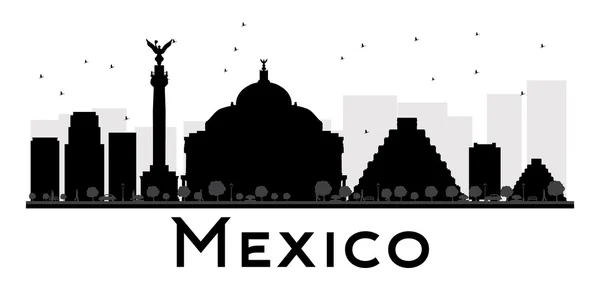 Mexico City skyline black and white silhouette. — Stock Vector