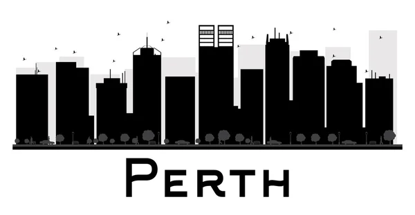 Perth City-černá a bílá silueta. — Stockový vektor