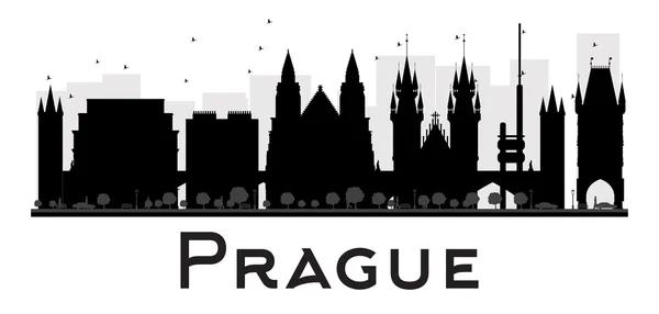 Silhouette der Stadt Prag schwarz-weiß. — Stockvektor