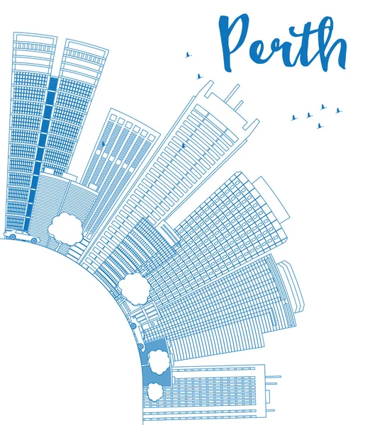 Osnovy Perth Panorama s modrým budov a kopírovat prostor. — Stockový vektor