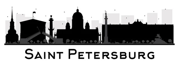 San Petersburgo skyline silueta en blanco y negro . — Vector de stock