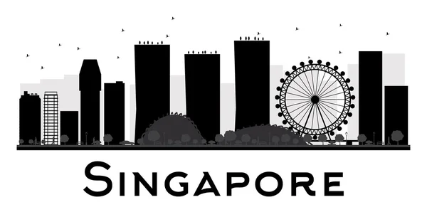 Singapore City skyline silhueta em preto e branco . — Vetor de Stock