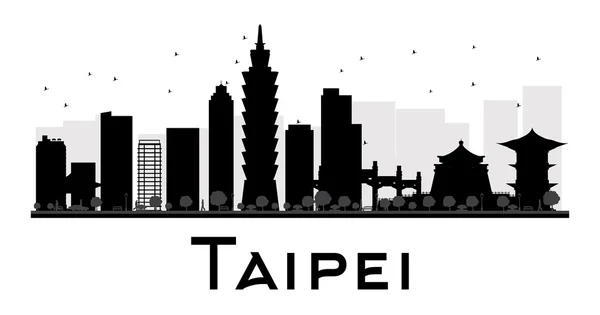 Taipei City skyline silhueta em preto e branco . — Vetor de Stock