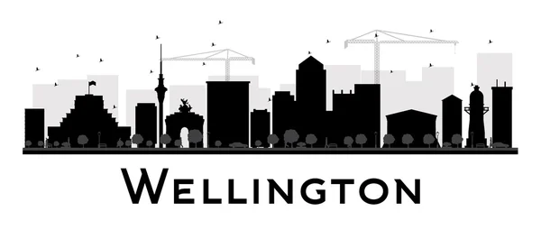 Wellington City skyline black and white silhouette — ストックベクタ