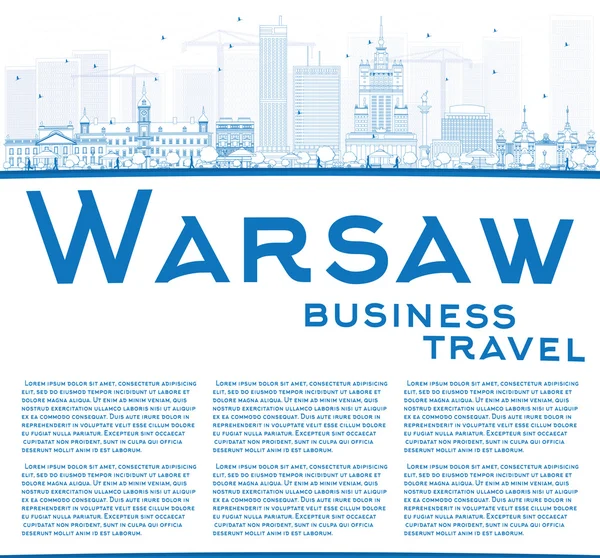 Контур Варшава skyline з сині будинки й копію простір. — стоковий вектор