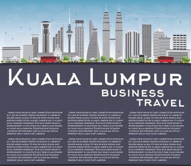 Kuala Lumpur Skyline with Gray Buildings, Blue Sky and Copy Spac clipart